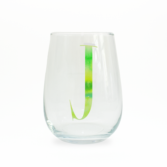 J Monogram Stemless Wine Glass