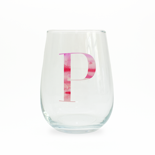 P Monogram Stemless Wine Glass