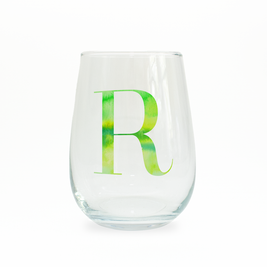 R Monogram Stemless Wine Glass