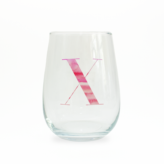 X Monogram Stemless Wine Glass