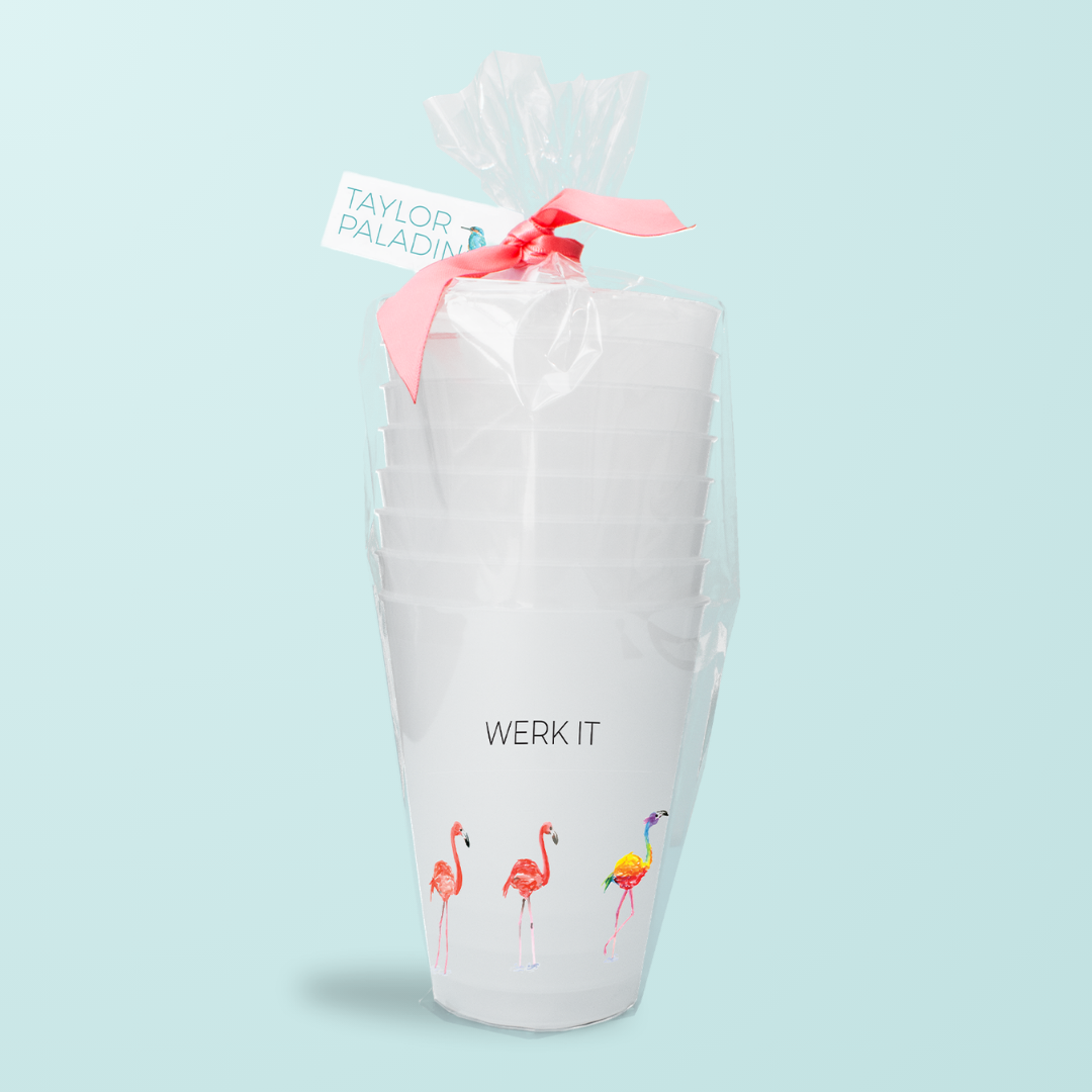 "Werk It" Flamingo Frosted Cups