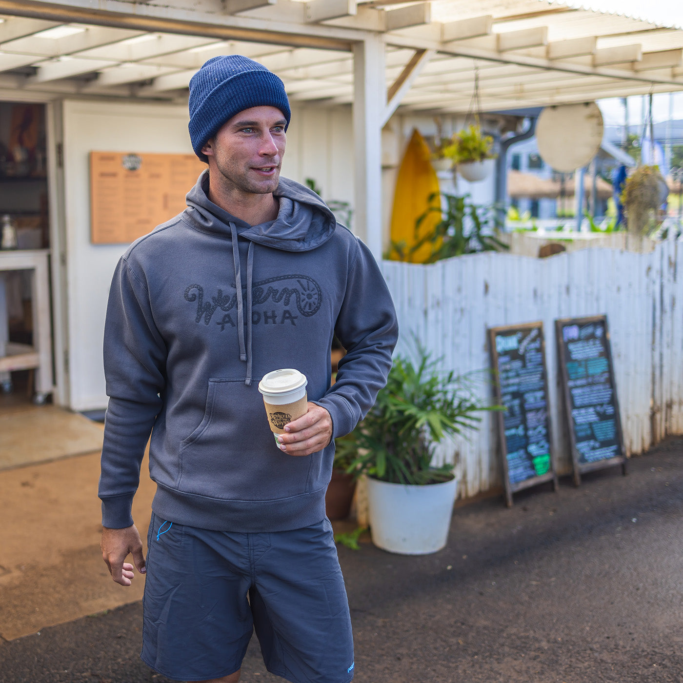 Embroidered Rope Logo Hoodie Charcoal