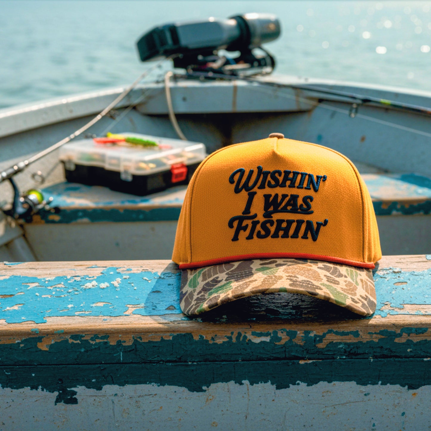 Wishin’ I Was Fishin’ Hat - Brown Duck Camo