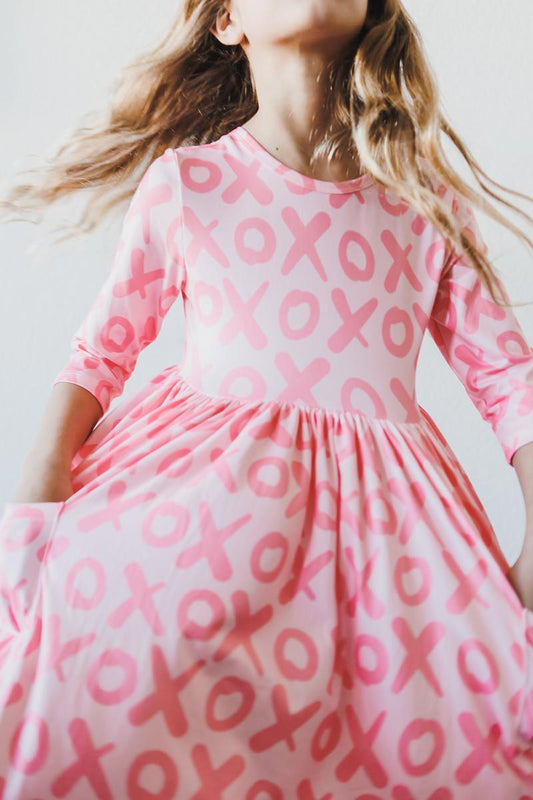 XOXO 3/4 Sleeve Pocket Twirl Dress