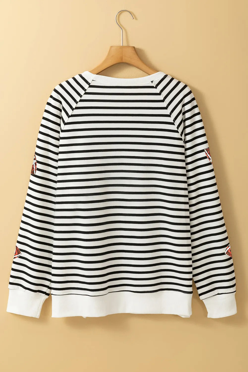 SparkleQueen Football Striped Long Sleeve Sweatshirt