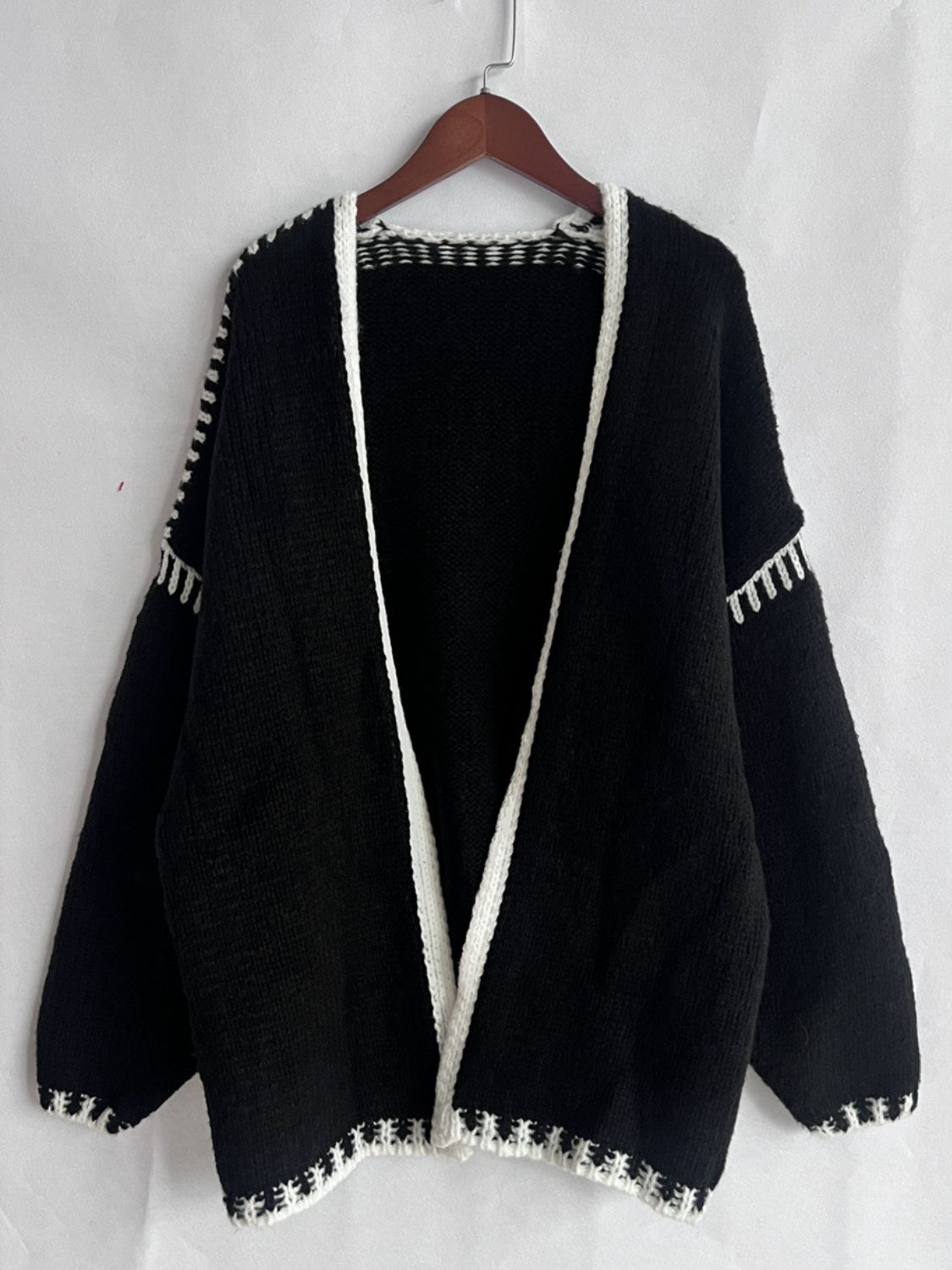 Double Take Stitched Open Front Cardigan