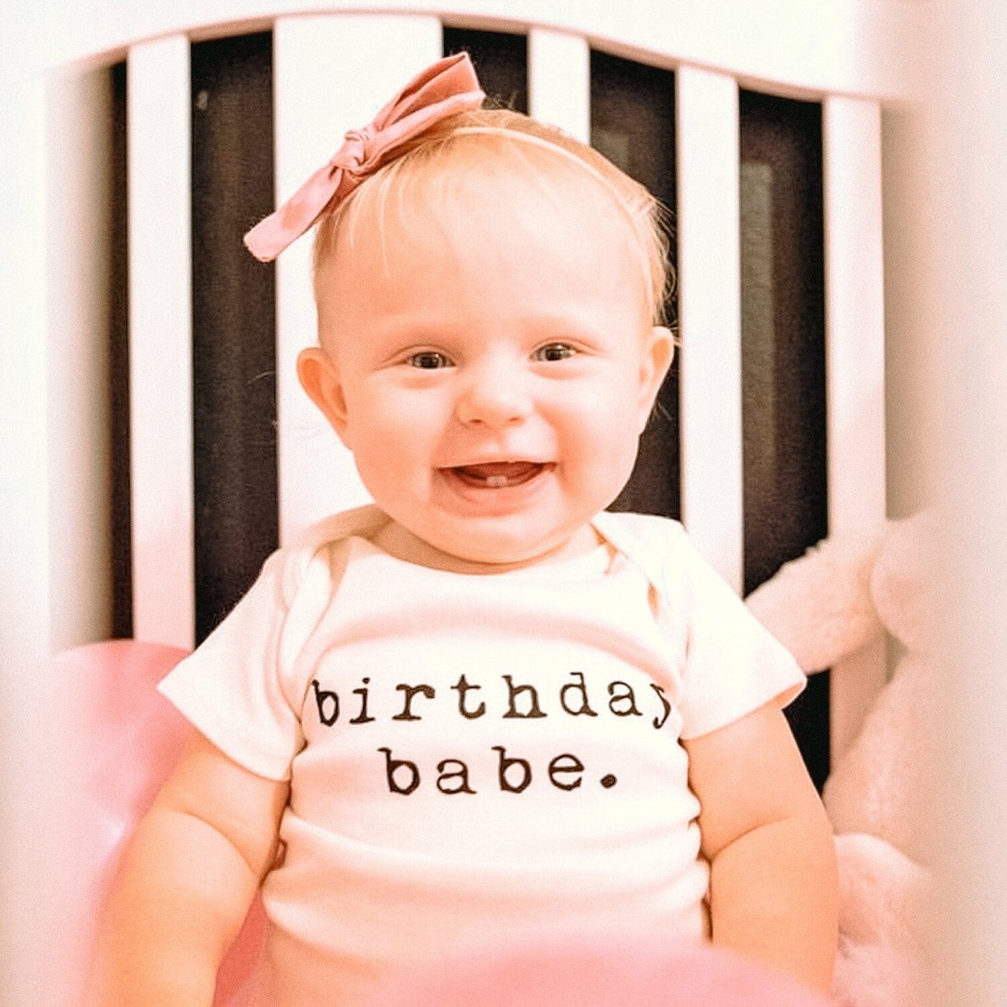 Birthday Babe Organic Cotton Baby Bodysuit Short Sleeve