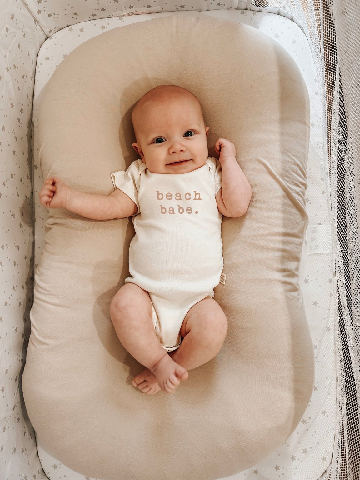 Beach Babe Clay Organic Cotton Short Sleeve Baby Bodysuit