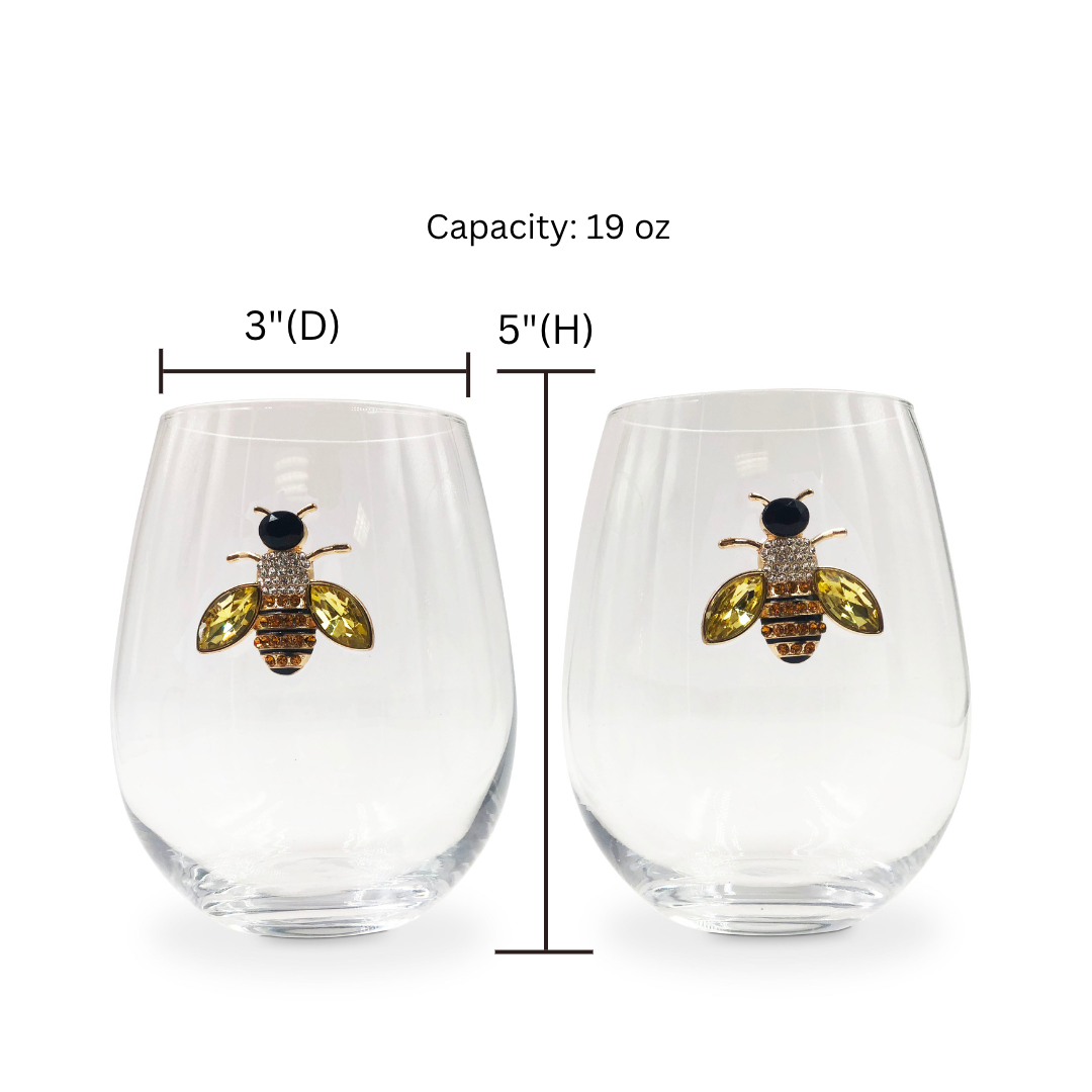 Jeweled Bee Wine Glasses