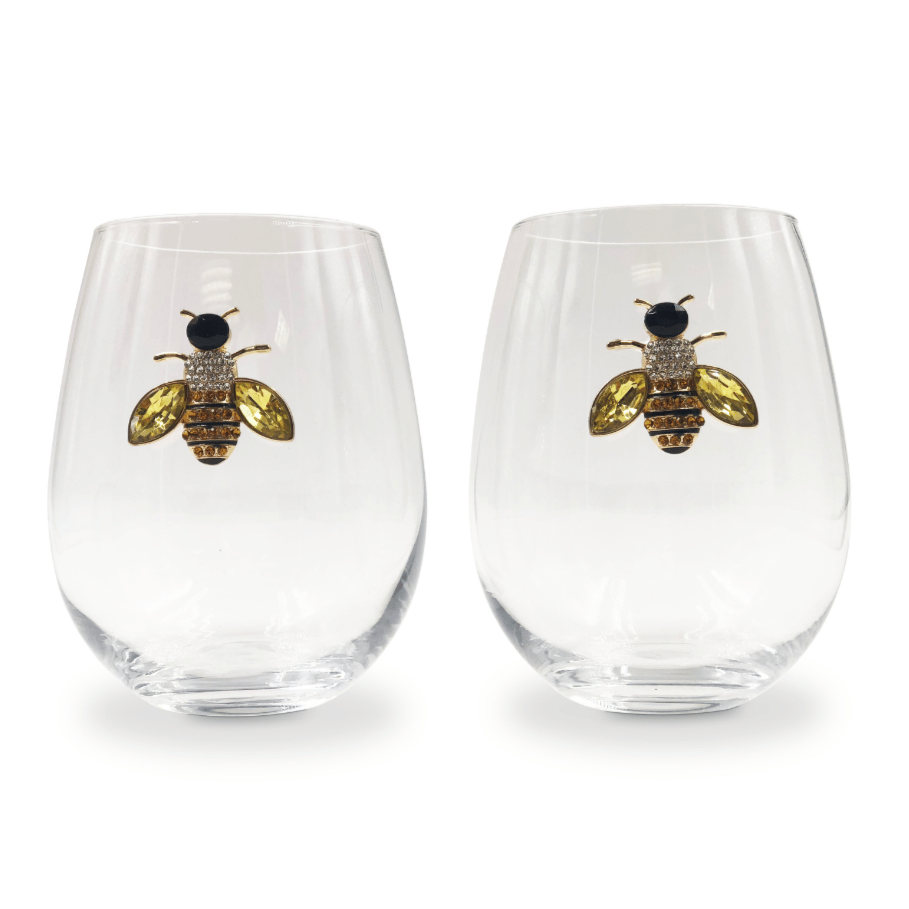 Jeweled Bee Wine Glasses