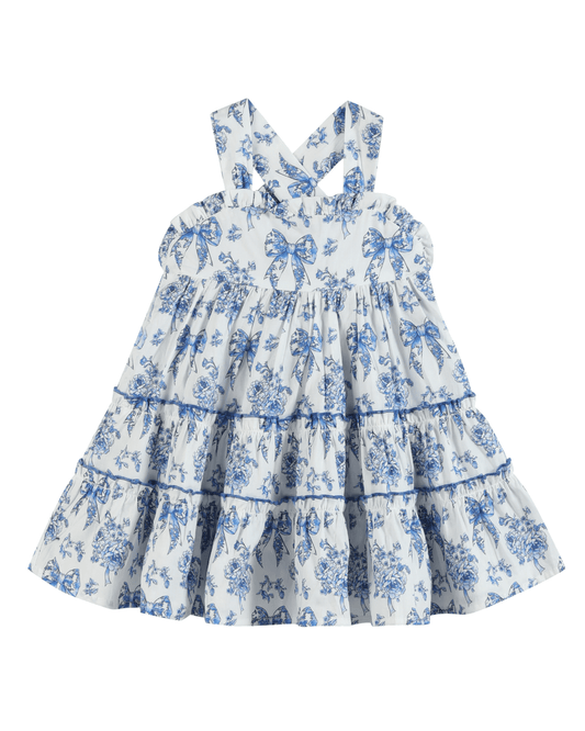 Blue and White Print Layered Sundress