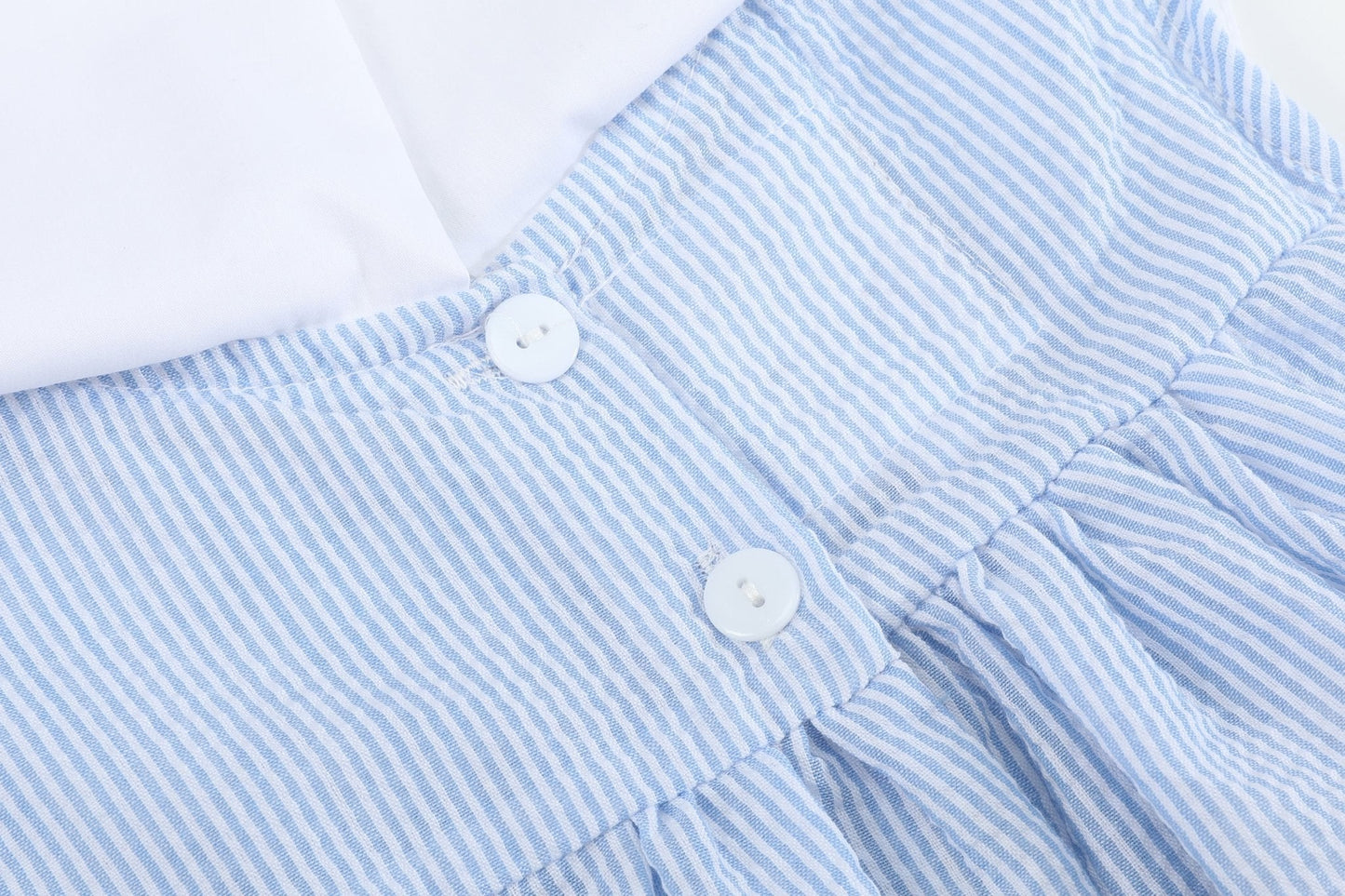 Blue Bunnies Seersucker Yoke Dress