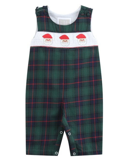 Blue, Green Red Plaid Christmas Santa Smocked Longall
