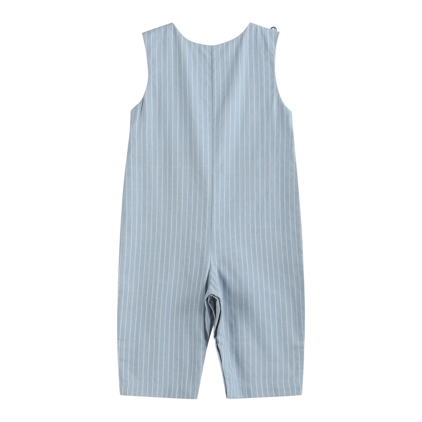 Blue Pinstripe Mallard Duck Smocked Overalls