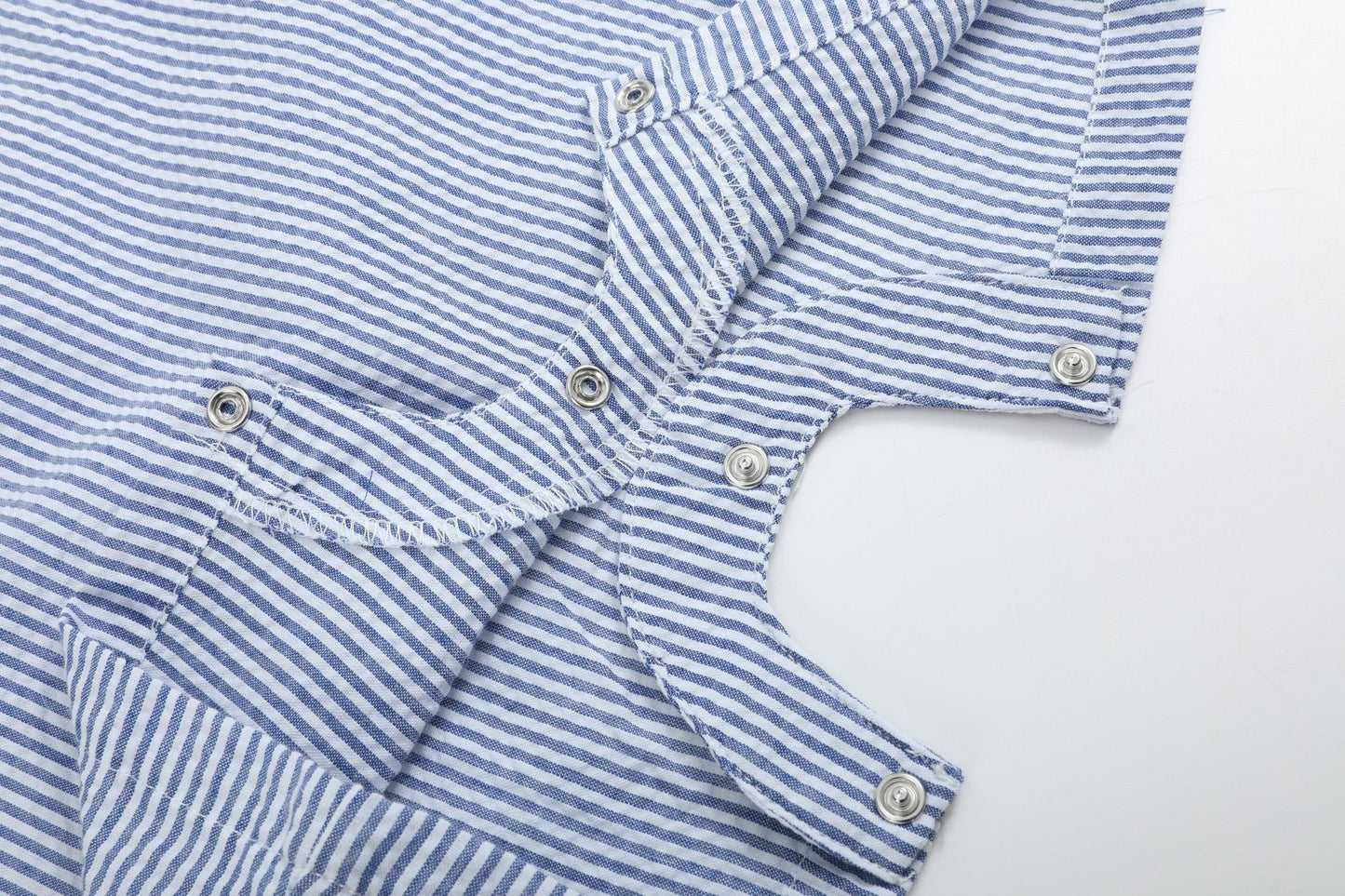 Blue Seersucker Baseball Smocked Shortalls