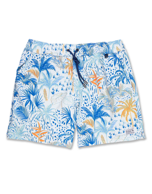 WHITE HOT TROPICS - ORANGE BURST STRETCH SWIMSUIT