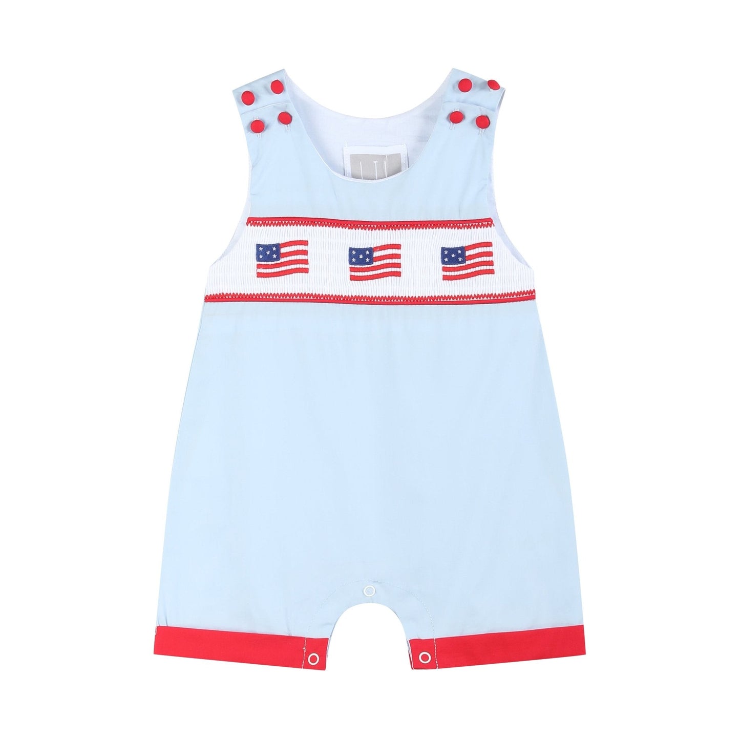 Blue USA Flag Smocked Shortalls