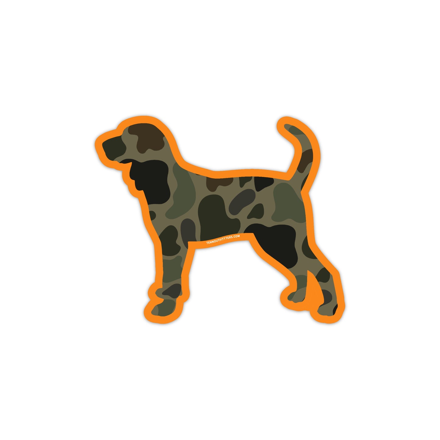 Bluetick Coonhound Outline Sticker in TENN™ Camo