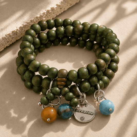 Breathe Heart Wood Boho Wrap Bracelet/Necklace