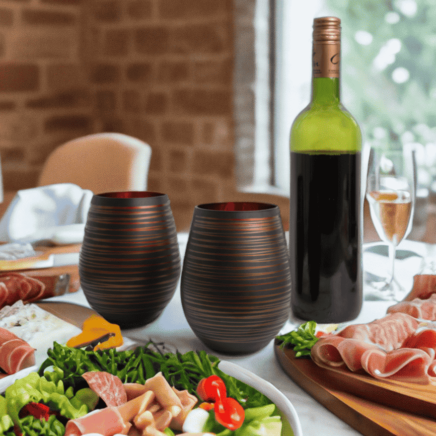 Black Swirl Stemless Wine Glasses