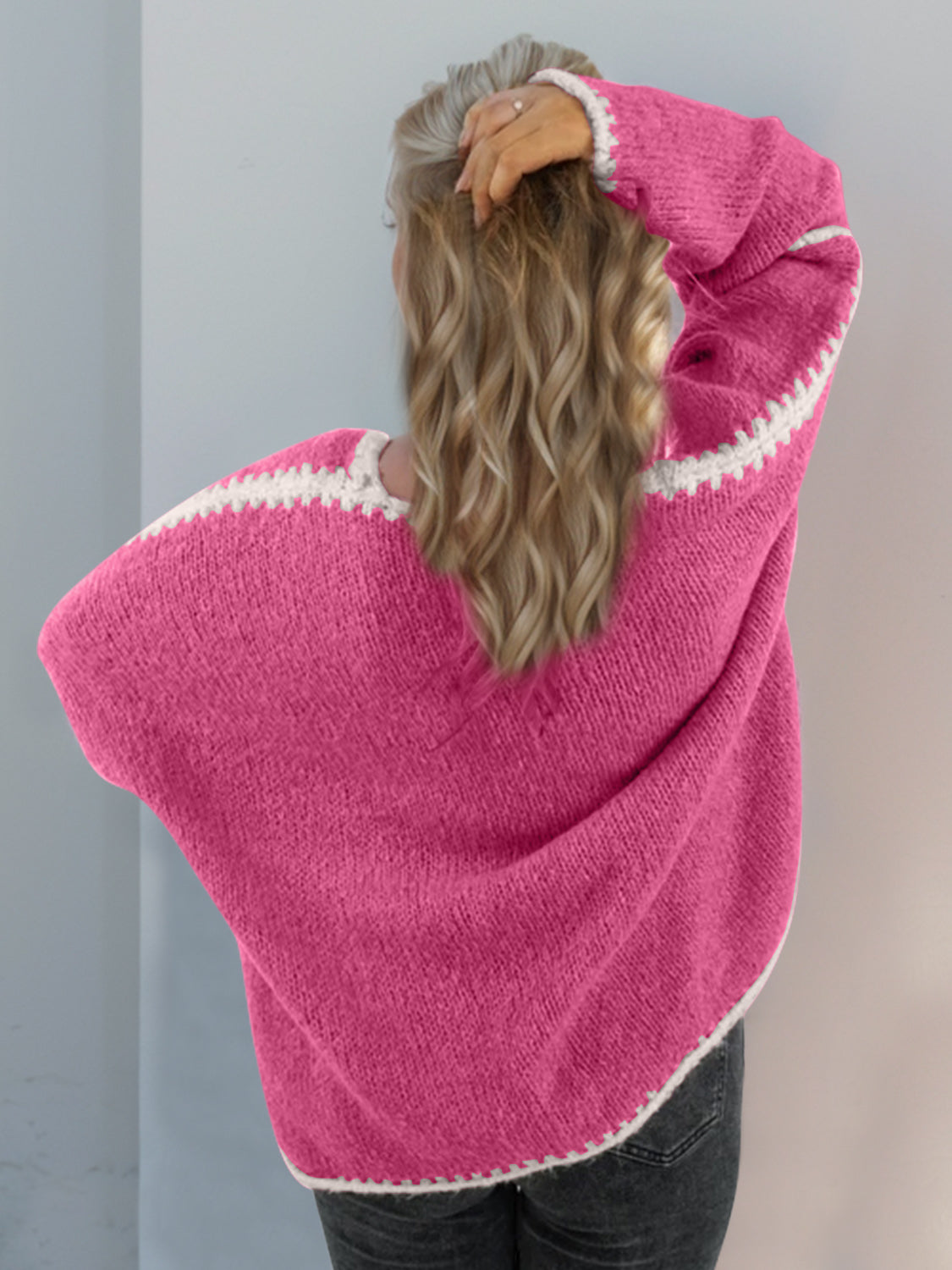 Double Take Stitched Open Front Cardigan