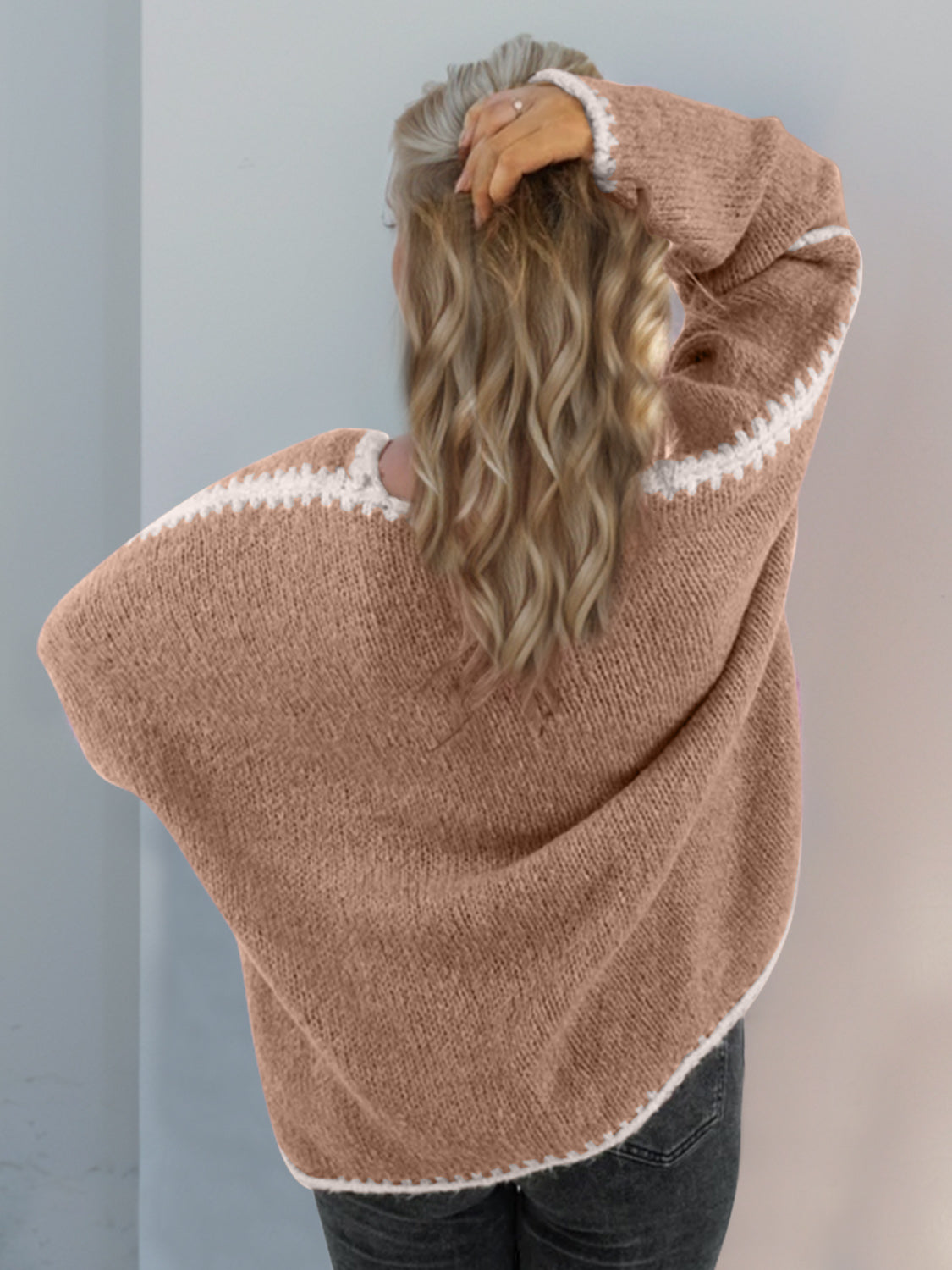 Double Take Stitched Open Front Cardigan