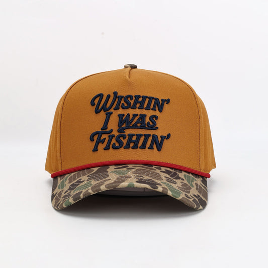 Wishin’ I Was Fishin’ Hat - Brown Duck Camo