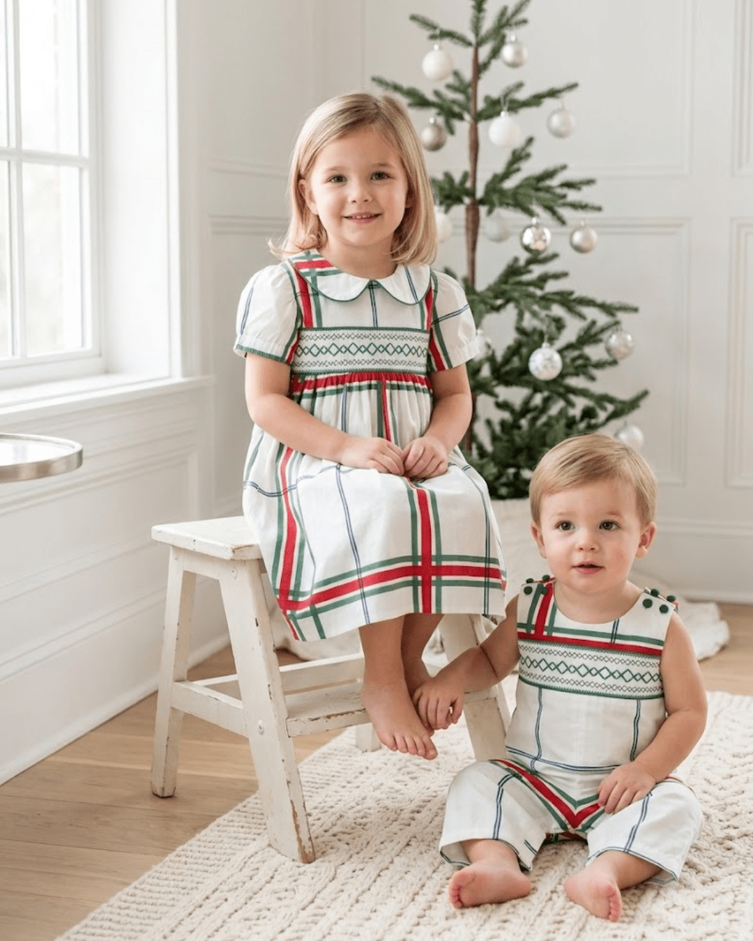 Christmas Plaid Smocked Longall