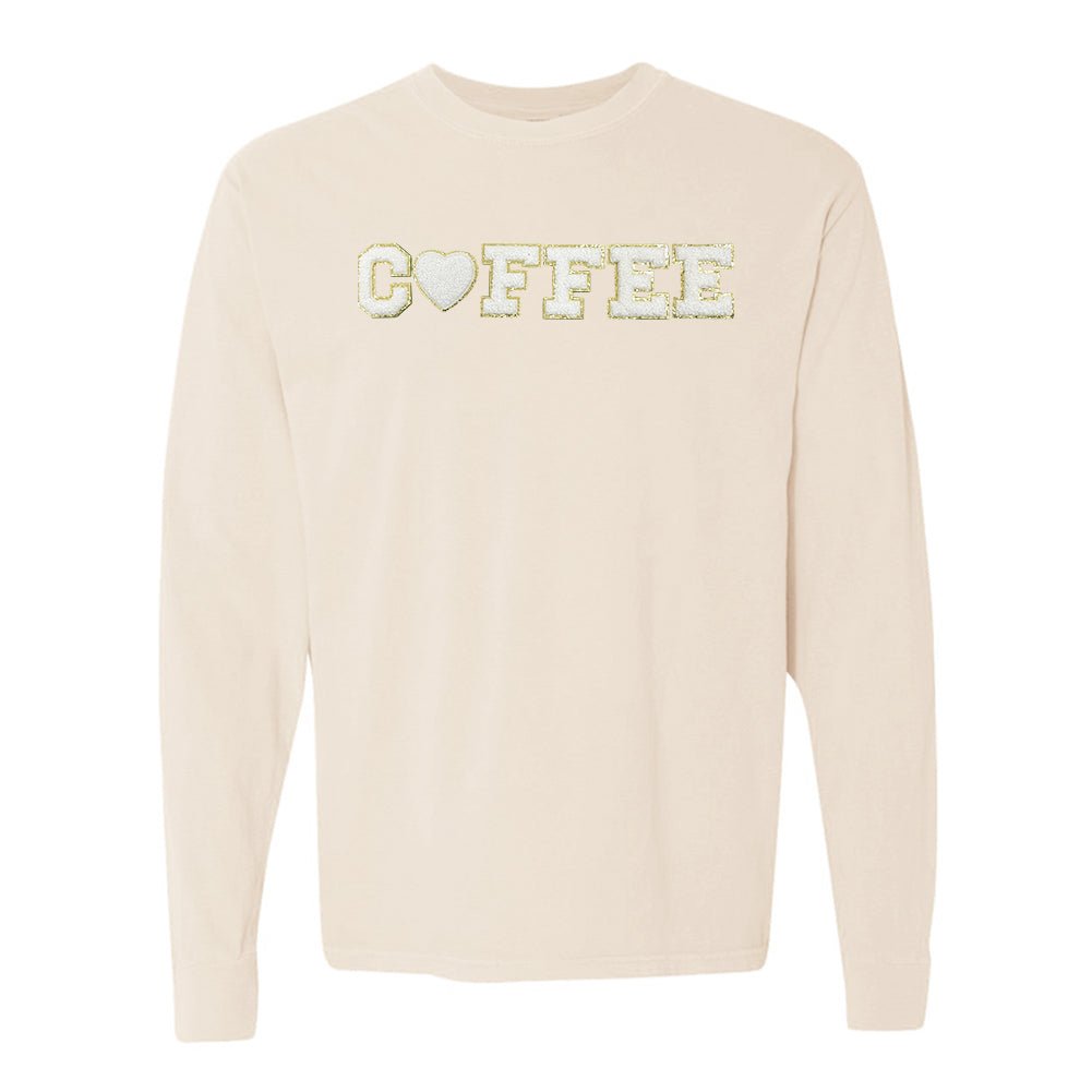 Coffee Heart Letter Patch Long Sleeve T-Shirt
