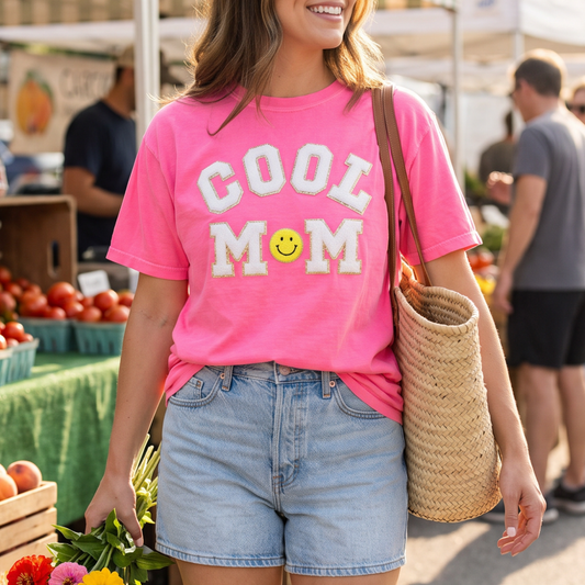 'Cool Mom' Letter Patch T-Shirt