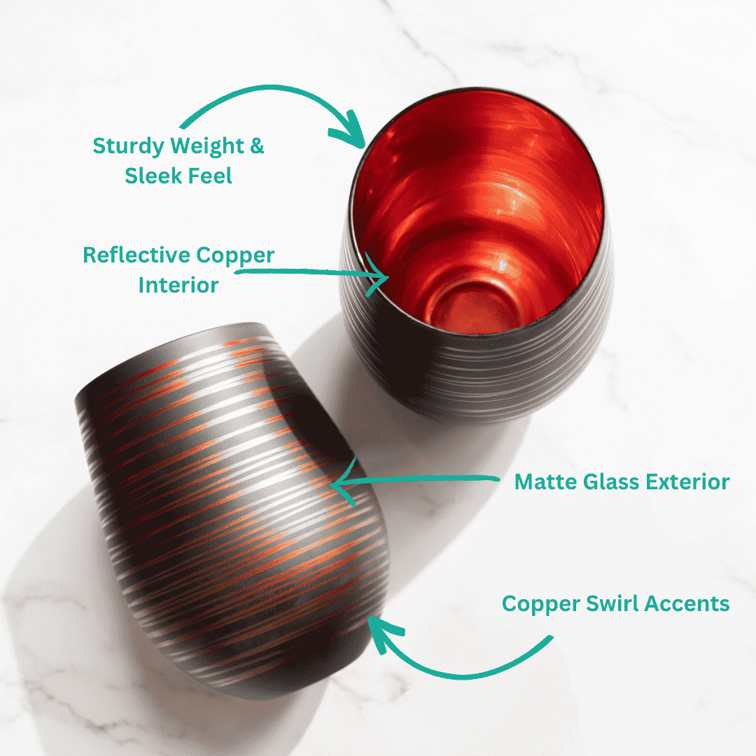 Black Swirl Stemless Wine Glasses