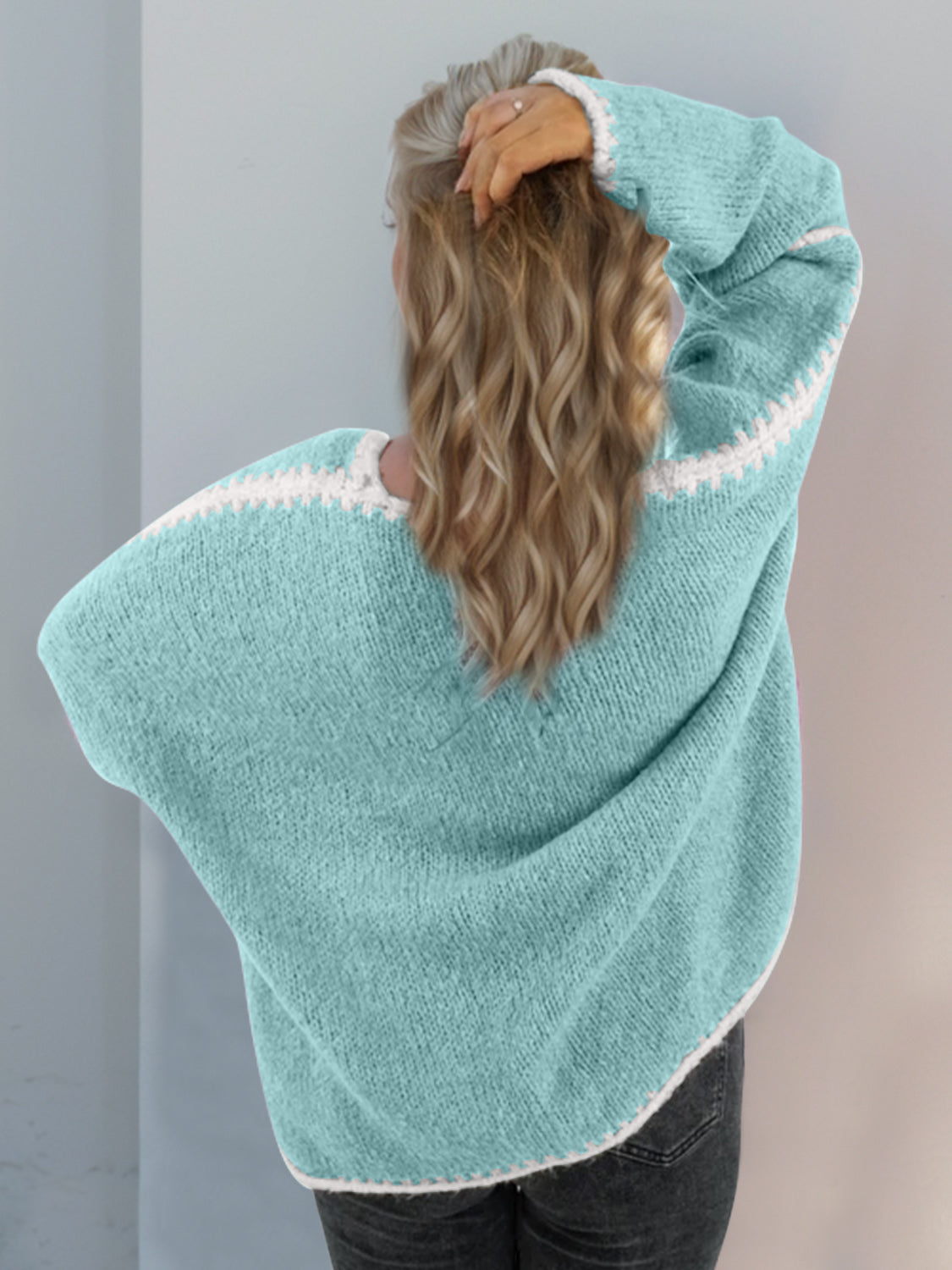 Double Take Stitched Open Front Cardigan