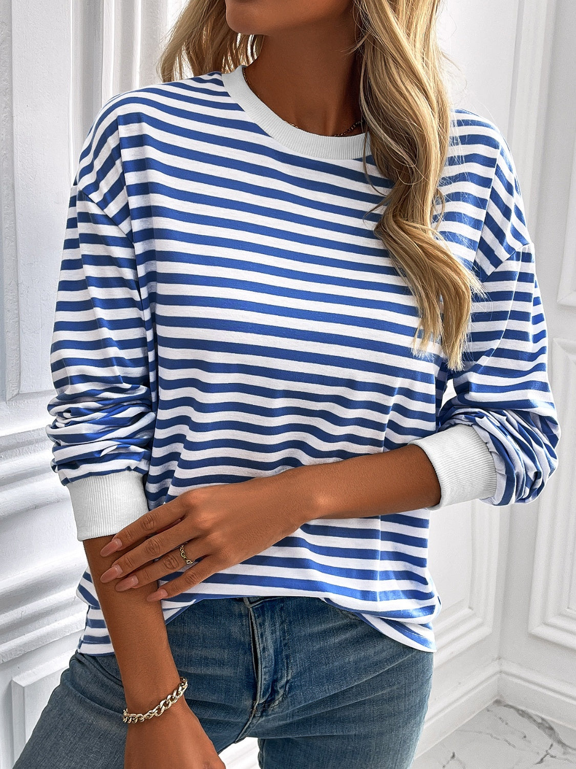 Ivy Lane Striped Long Sleeve Sweatshirt