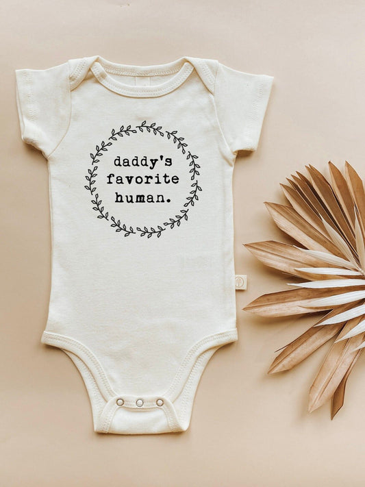 Daddy's Favorite Human Organic Cotton Baby Bodysuit Short Sleeve