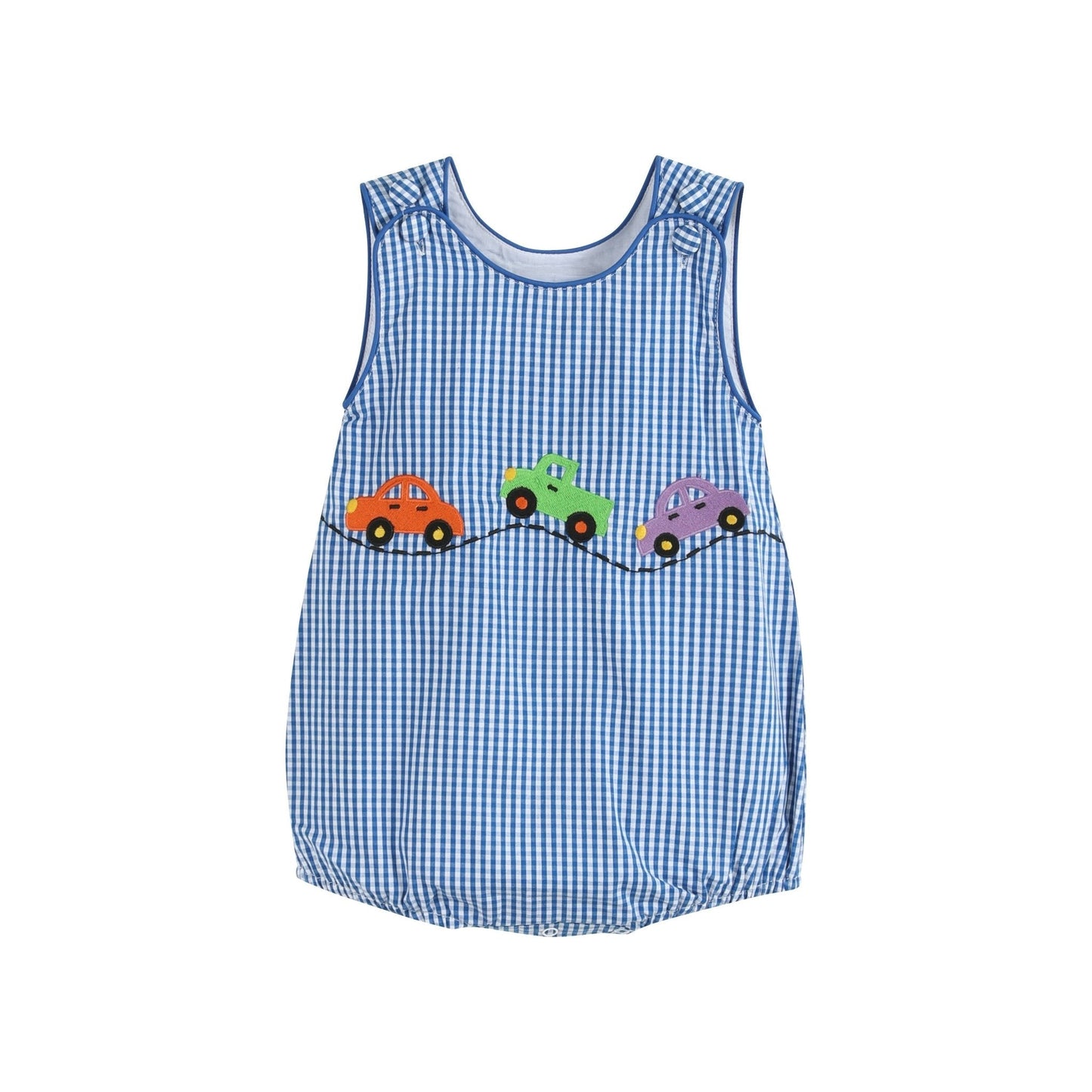 Dark Blue Gingham Car Romper