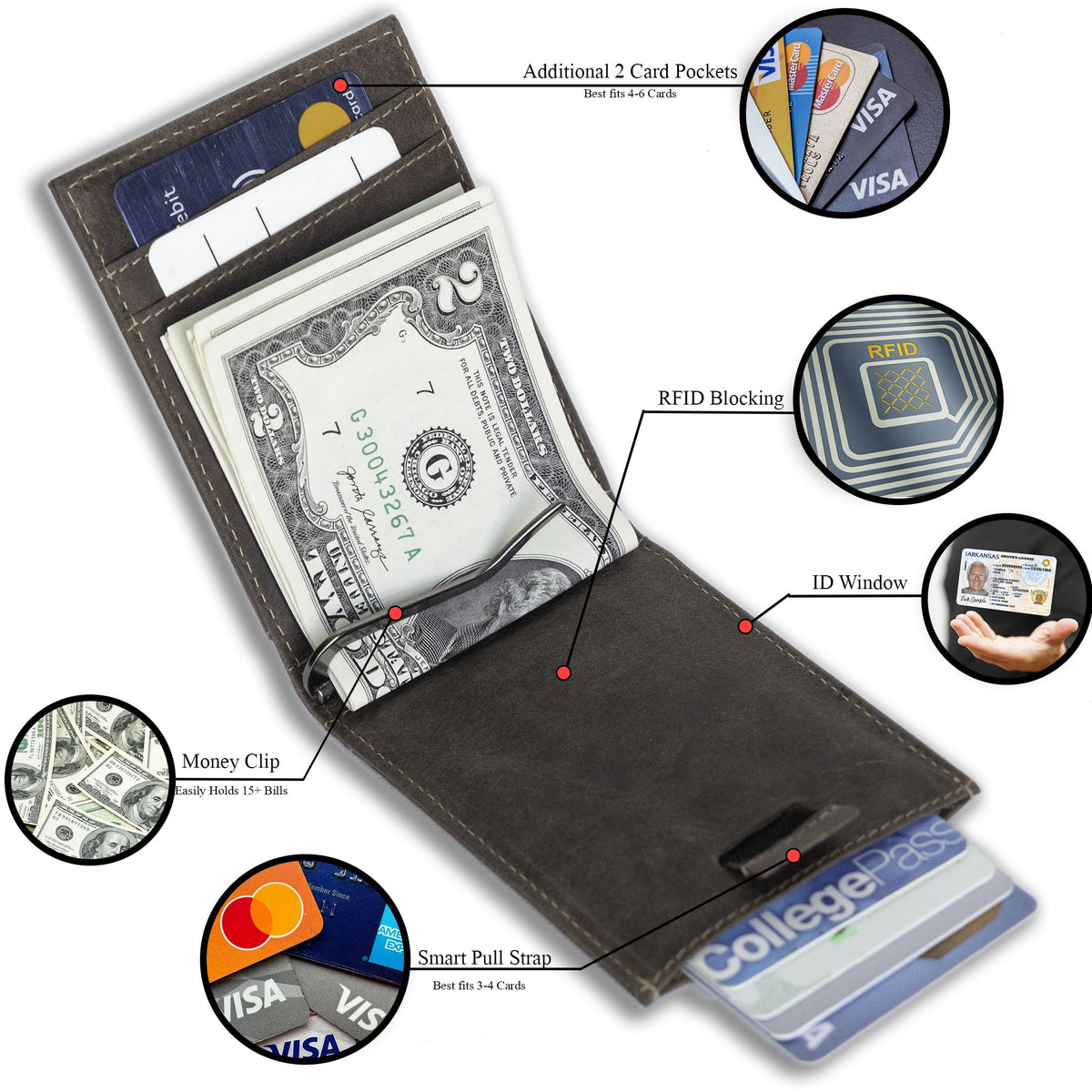 Leather Money Clip Bifold