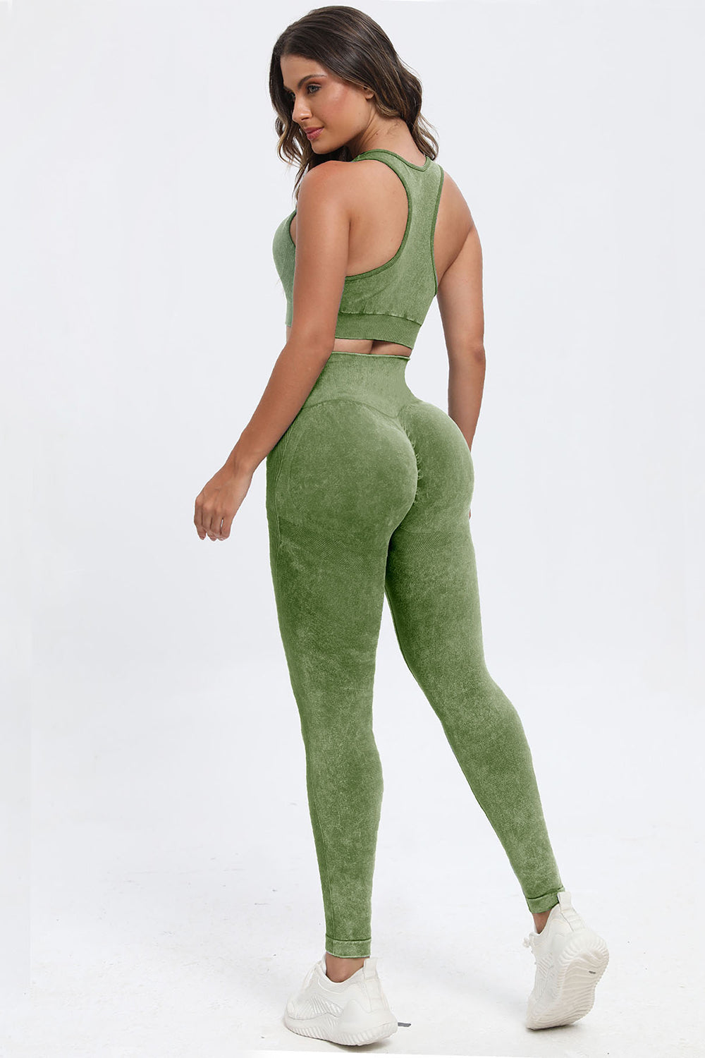 Three Piece Washed Square Neck Wide Strap Active Set