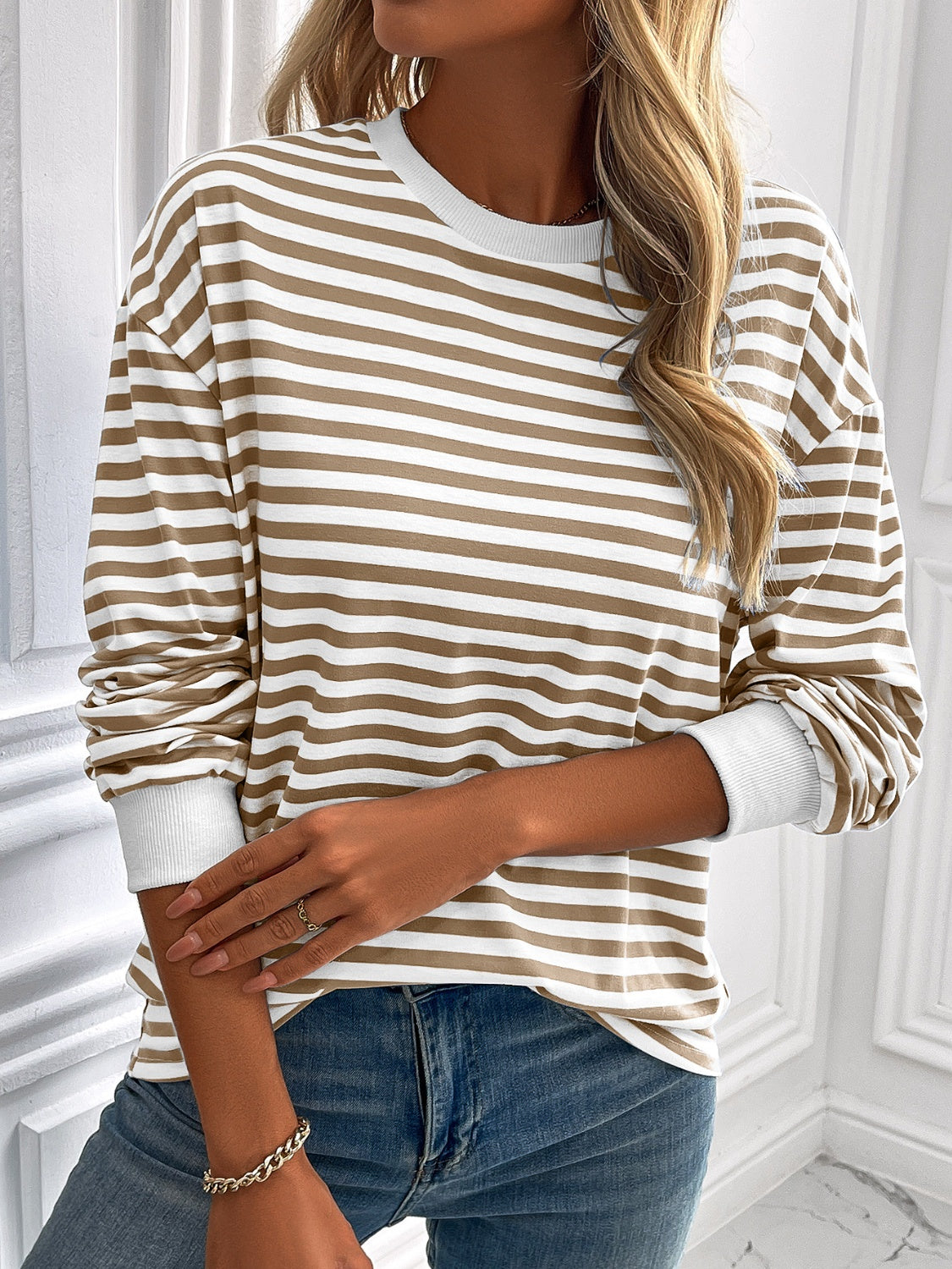 Ivy Lane Striped Long Sleeve Sweatshirt