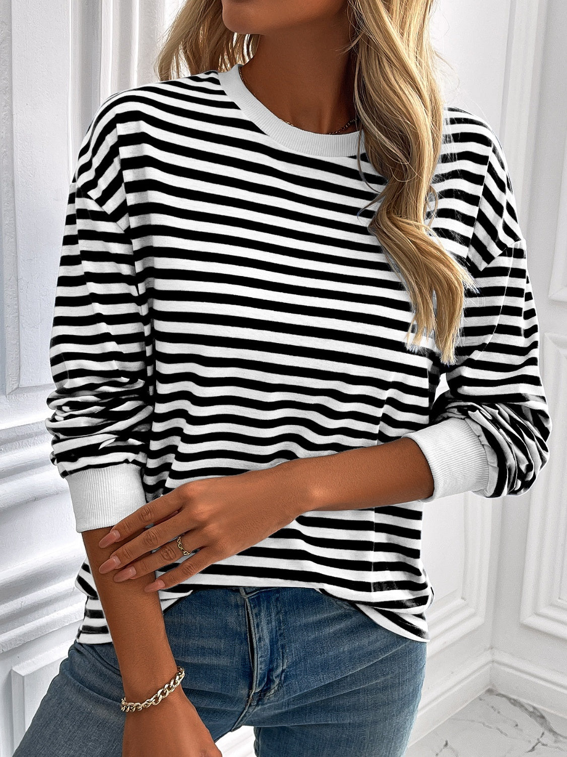 Ivy Lane Striped Long Sleeve Sweatshirt