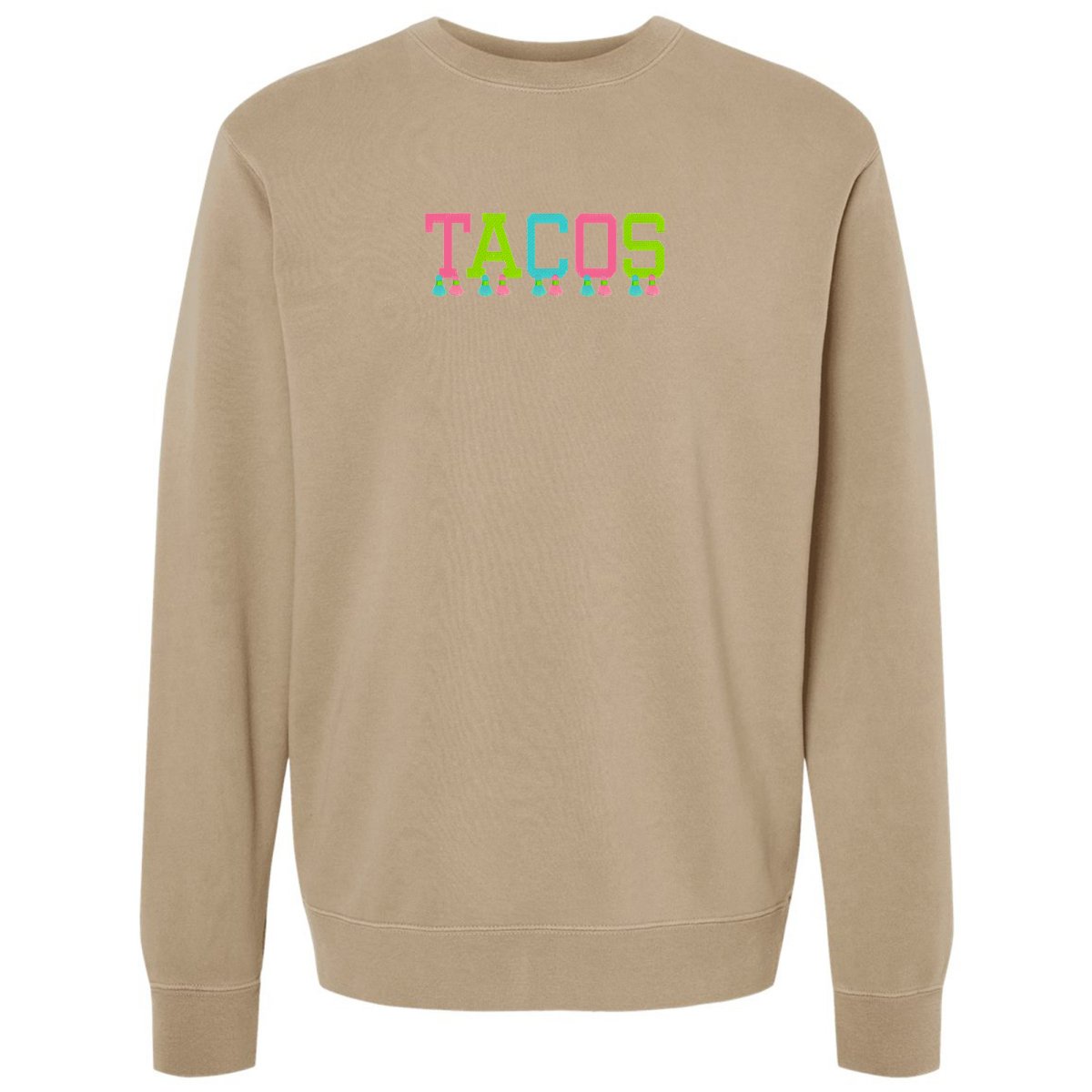 Embroidered Tasseled 'Tacos' Cozy Crew
