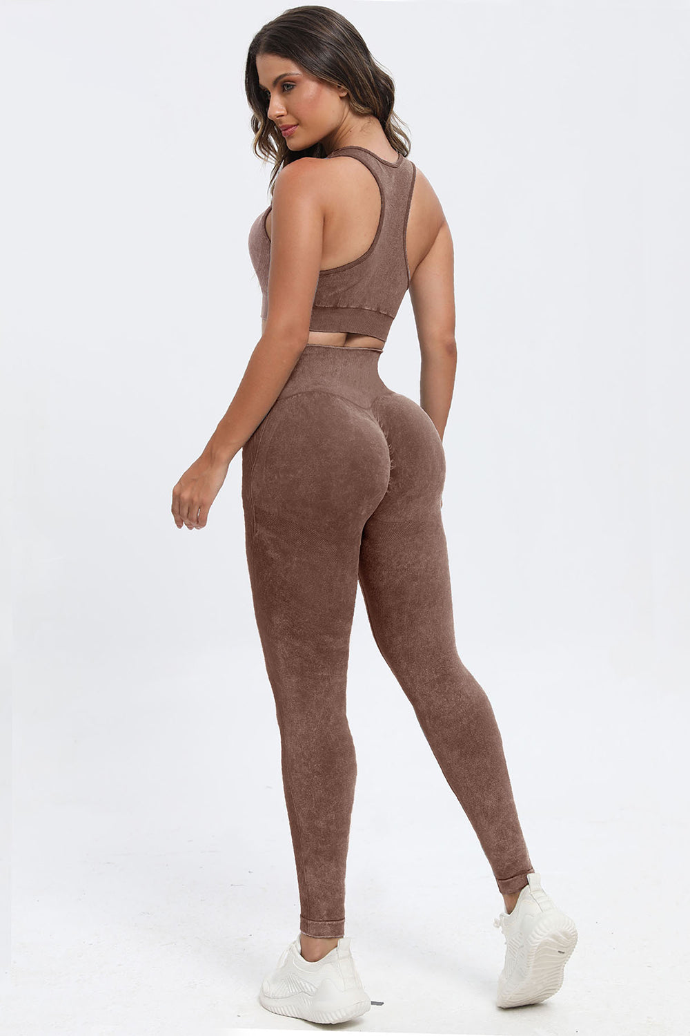Three Piece Washed Square Neck Wide Strap Active Set