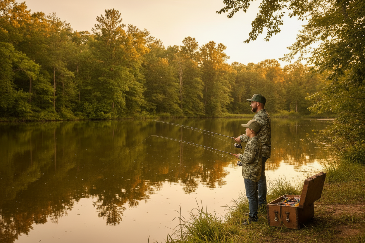 Father and Son Fishing Banner - Trucker Hats