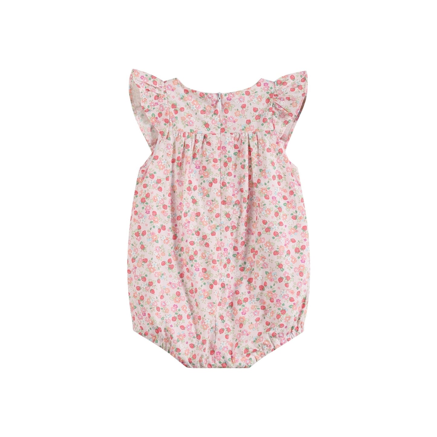 Floral Strawberry Smocked Flutter Romper