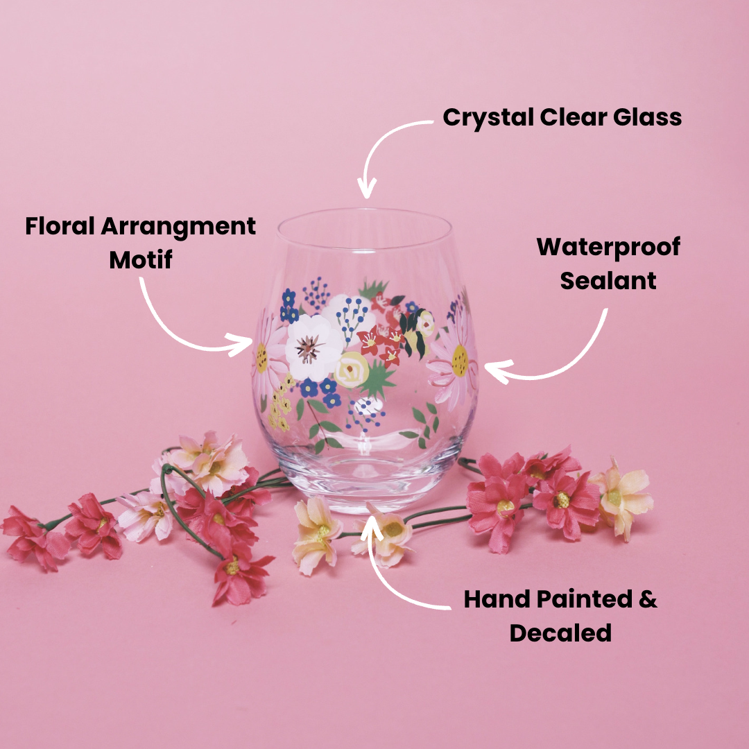 Painted Floral Stemless Glasses