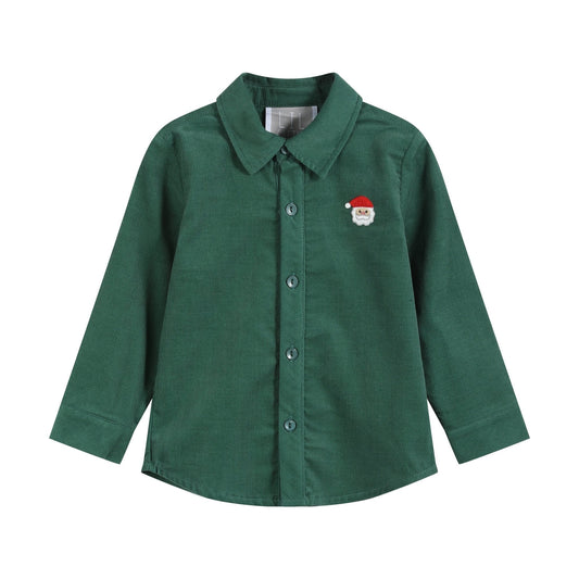 Green Corduroy Santa Dress Shirt
