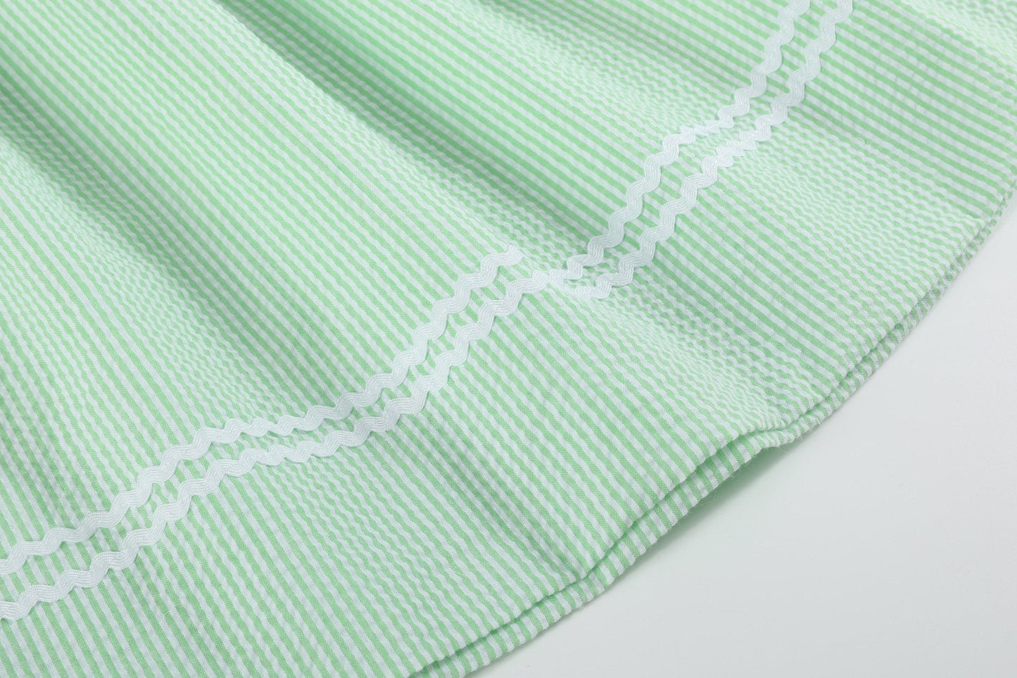 Green Seersucker Easter Bunny Smocked Bishop Dress