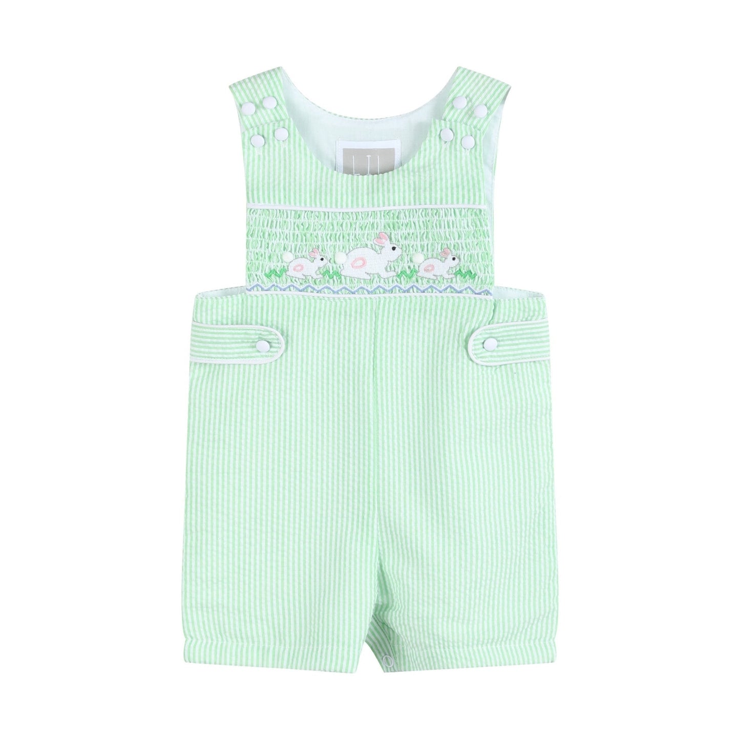 Green Seersucker Easter Bunny Smocked Jon Jons