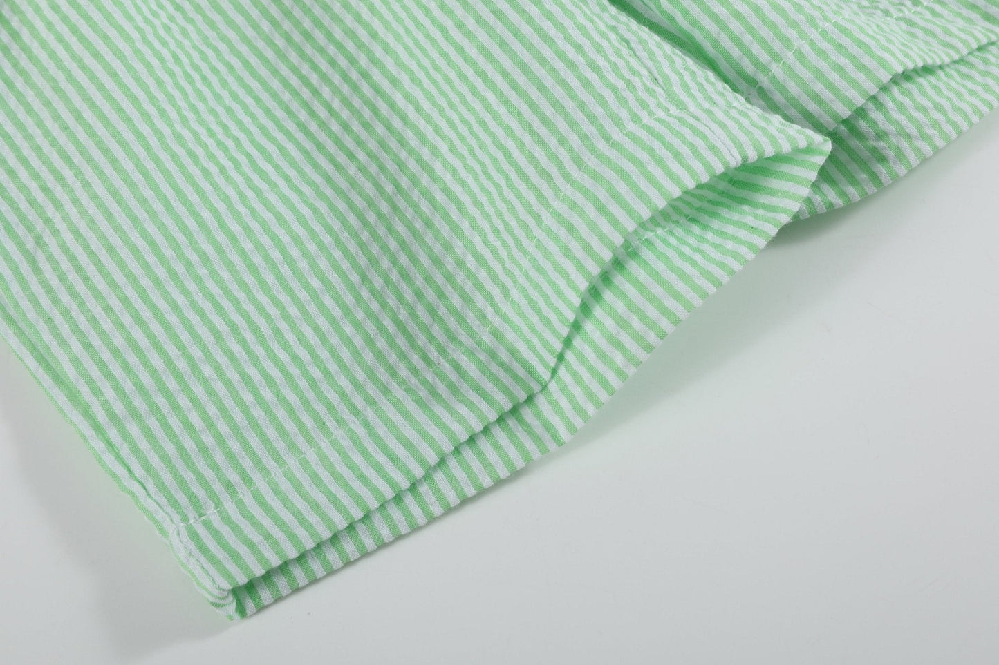 Green Seersucker Shorts and Easter Bunny Smocked Shirt Set