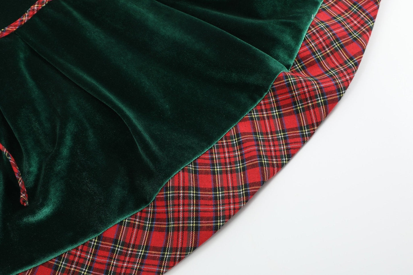 Green Velvet Tartan Bows Dress
