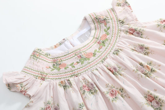 Heirloom Custom Rose Smocked Bishop Dress